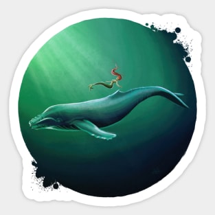 Mermaid and whale Sticker